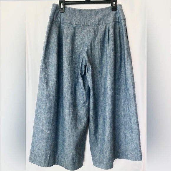 Bulle De Savon cotton button pleated wide leg cropped pants - Picture 3 of 7